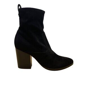 Marc Fisher Womens Black Suede Block Heel Pointed Toe Ankle Boots Size 8.5M